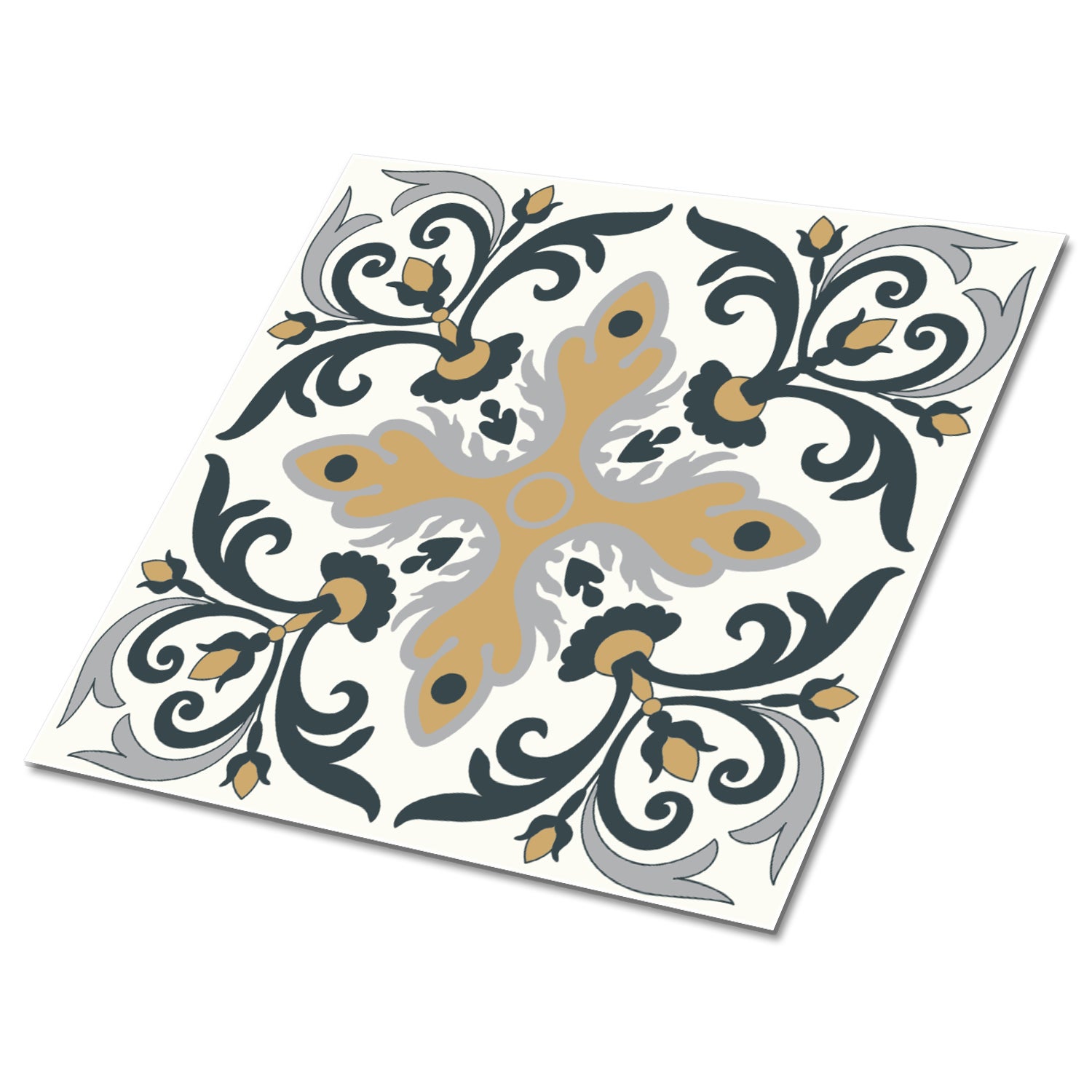 Samoprzylepne płytki PVC, kafelki PVC – 30x30 cm – Zestaw 9 szt. – Wzór roślinny – TULUP