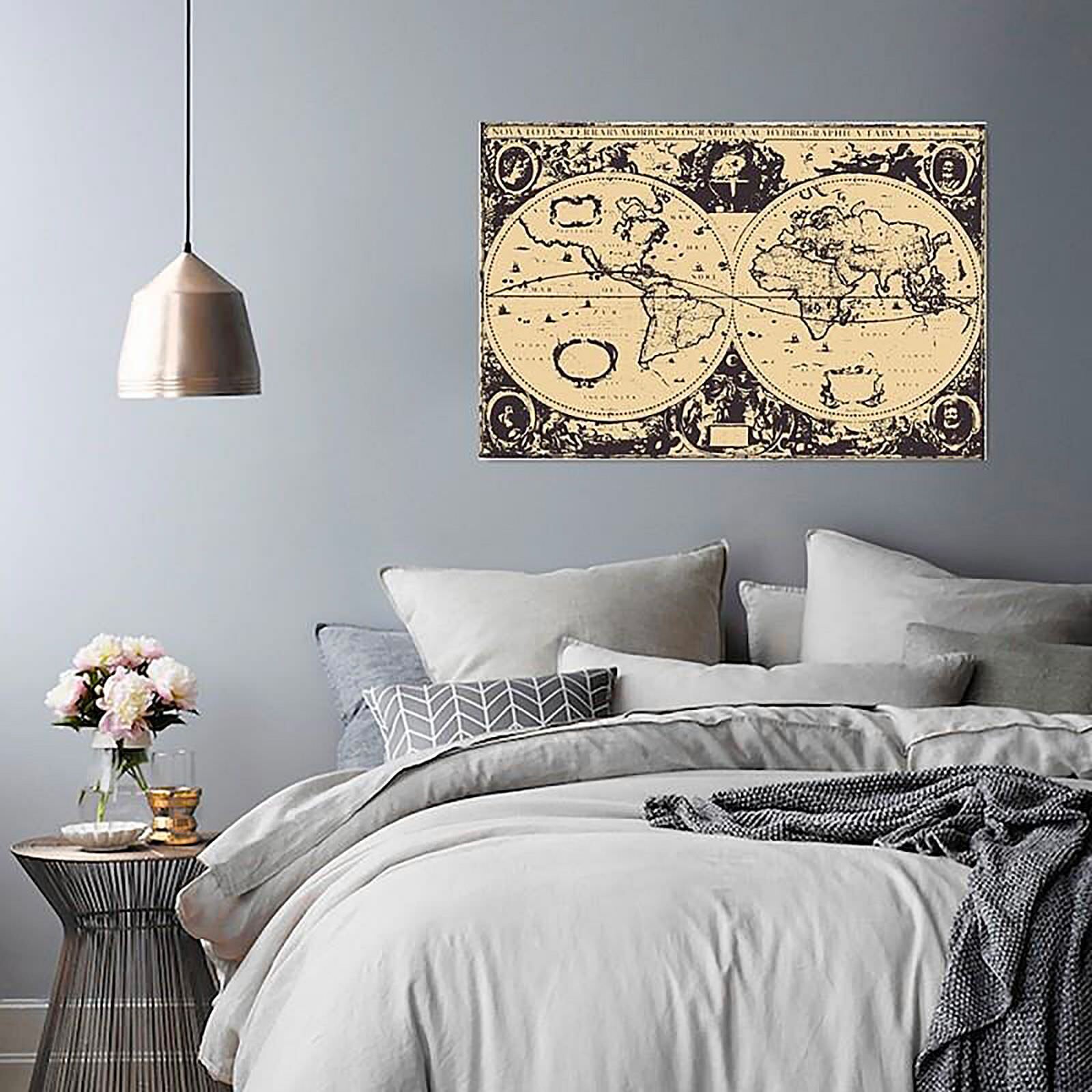 Tableau bois carte vintage du monde - 50 x 40 cm - 3