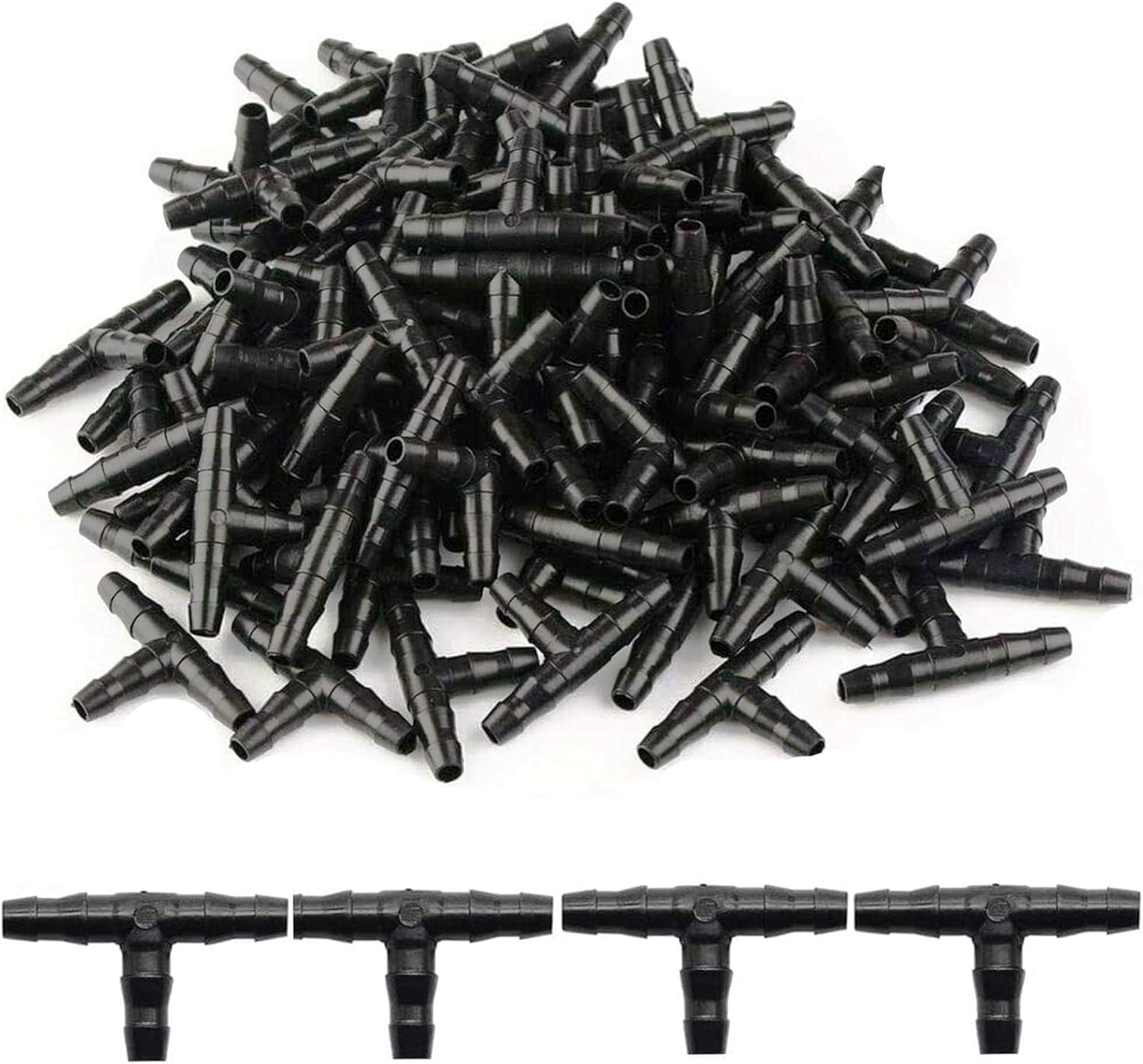 100 szt. Trójnik złączki do węża 4/7mm - Złączka trójnikowa PVC do nawadniania, dysza rozpylająca, mikronawadnianie kropelkowe
