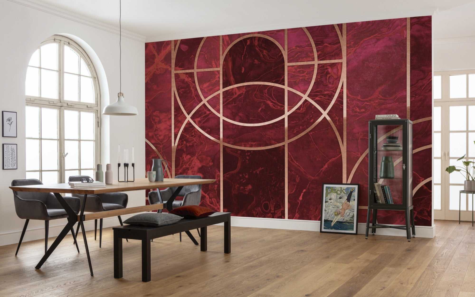 Fototapeta graficzny ciemnej czerwieni - 400 x 280 cm - SANDERS &amp; SANDERS