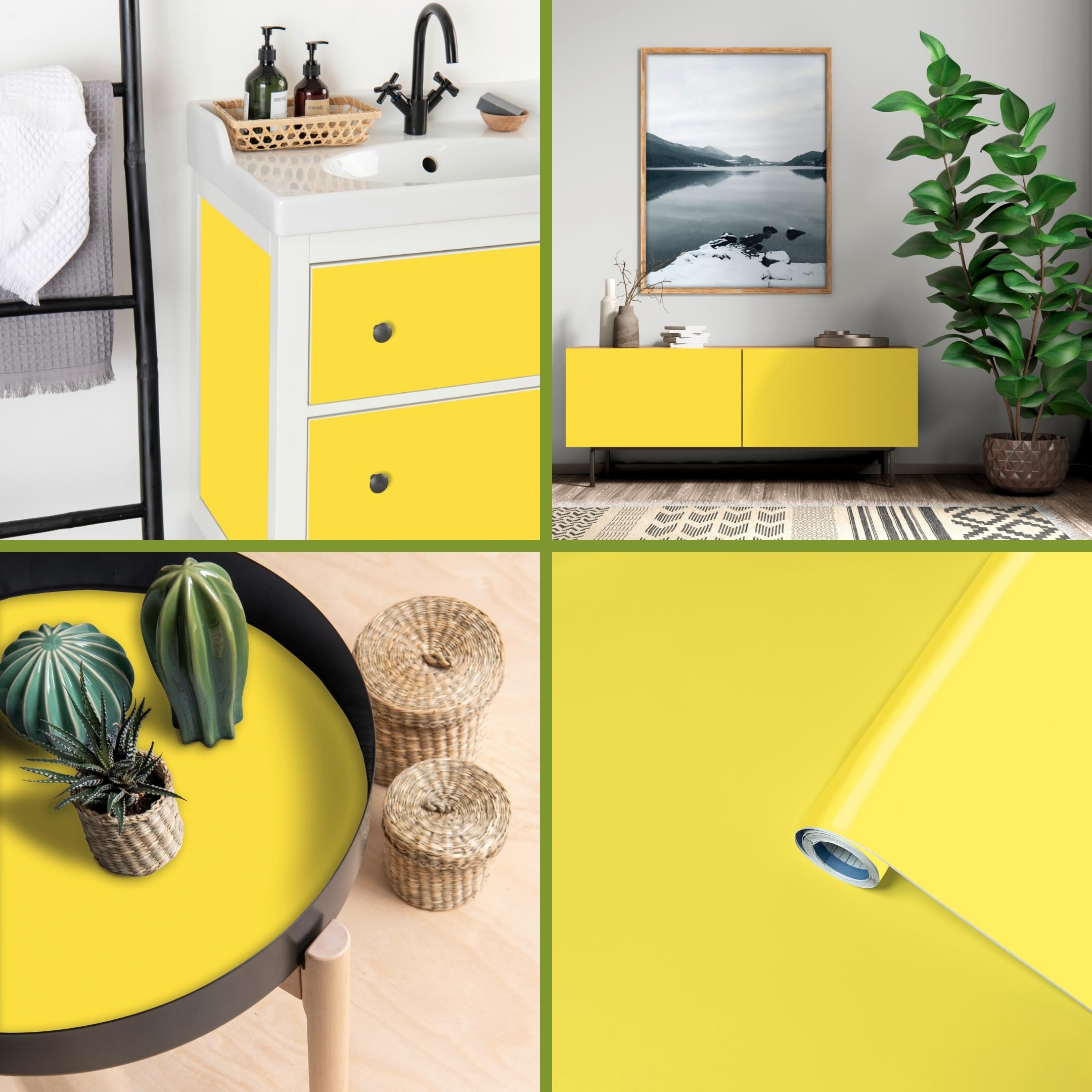 Venilia Pellicola adesiva Greenline, Giallo chiaro Giallo, 67,5cm x 2m, Spessore 95μ, Pellicola autoadesiva per mobili o cucina, carta da parati, PVC - 4