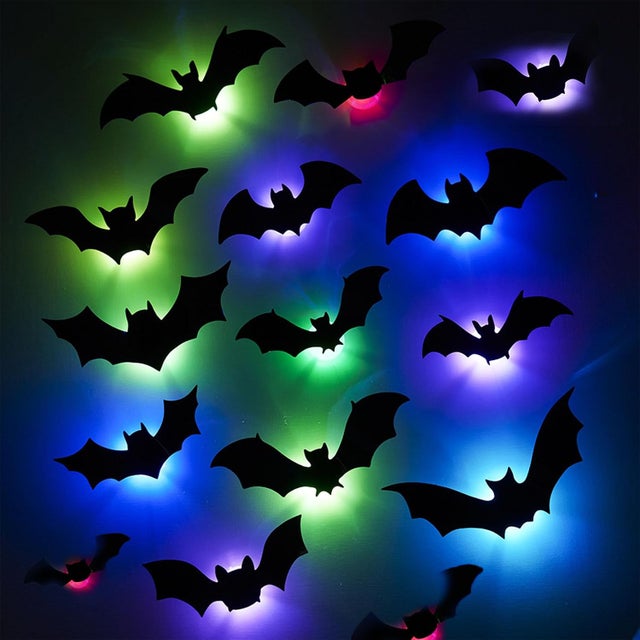 3D chauve-souris Design LED décoration, Halloween 3D chauves-souris Decorative mur autocollants Night lampe, design de saison, pour fenêtre et mur