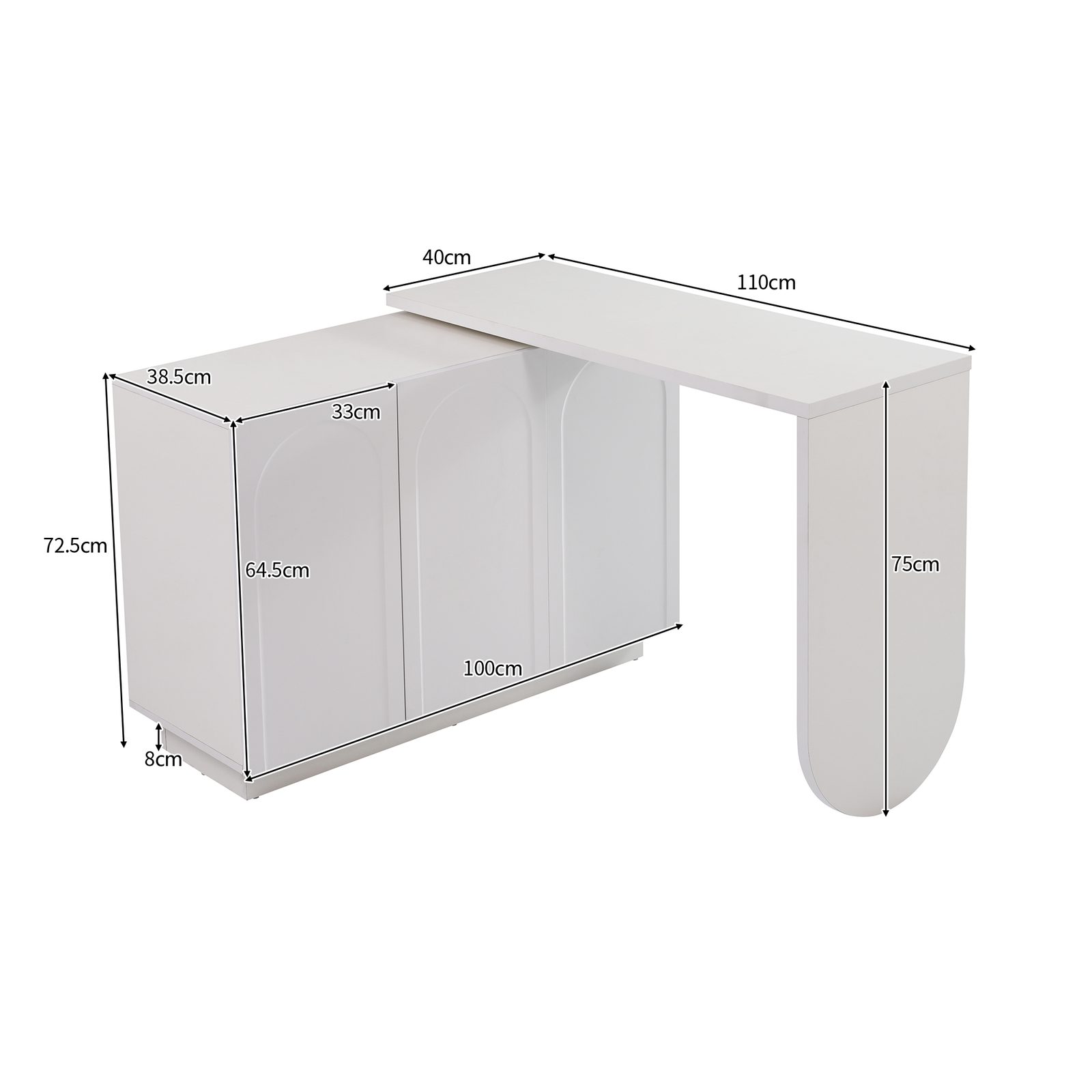 Bureau en L pivotant, table d'angle pour ordinateur et coiffeuse, blanc ...