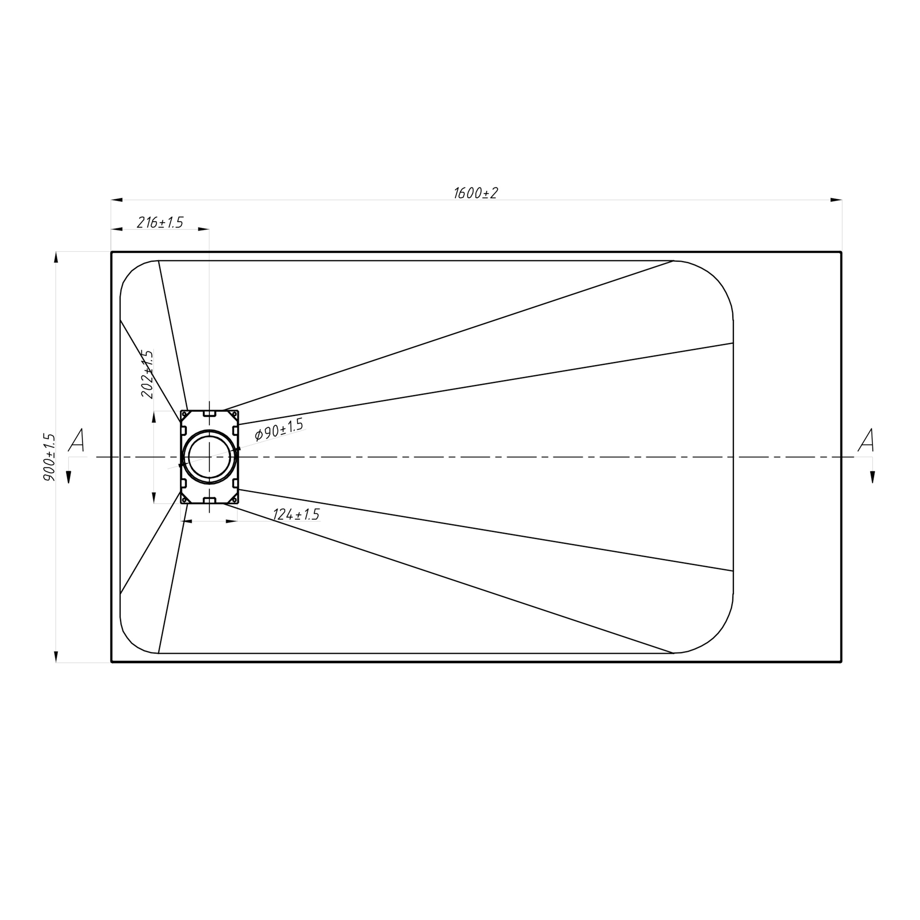 Bernstein Brodzik prysznicowy z SMC 160x90 biały odpływ typu B - 4