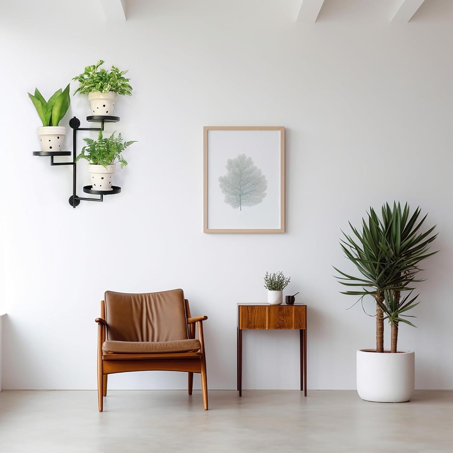 Support pour plantes rotatif d'intérieur, support pour plantes en métal à 3 couches, support pour plantes mural - 2
