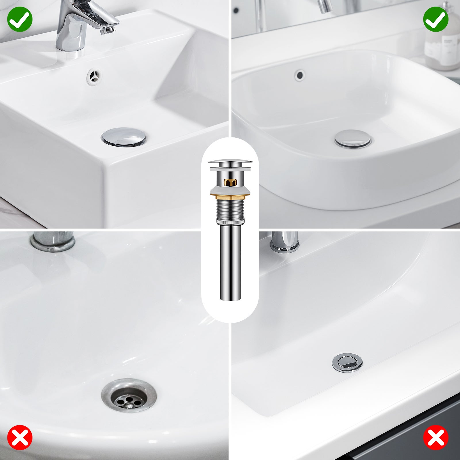 Auralum max Bonde Pop Up avec Trop-Plein,Chromé,Universal Lavabo Bouchon de Vidange avec Panier à Crépine,Laiton Anti-Colmatage Vidage Salle de Bain - 7