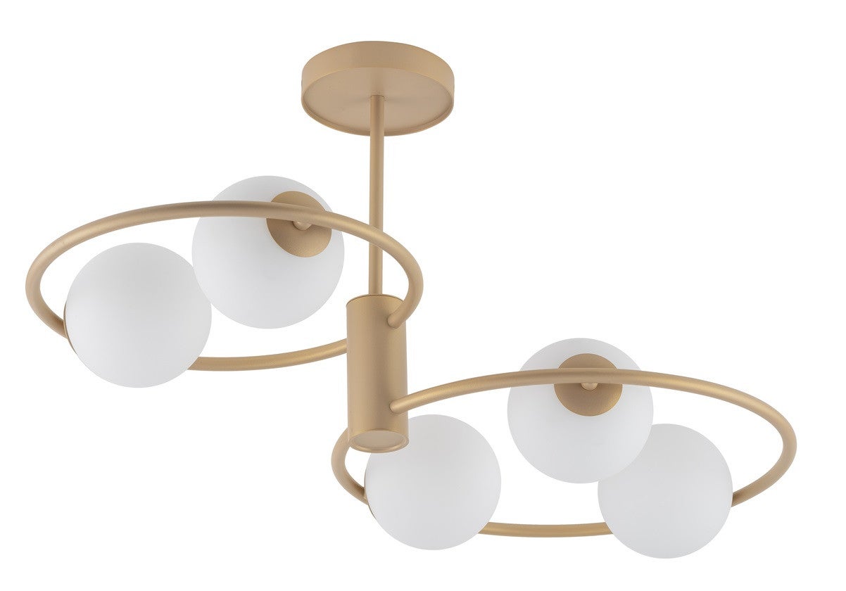 Lampa sufitowa wisząca Aqua złoto-biała 5xG9x12W dekoracyjna wym: 37 x 70 x 40 cm szkło SIGMA