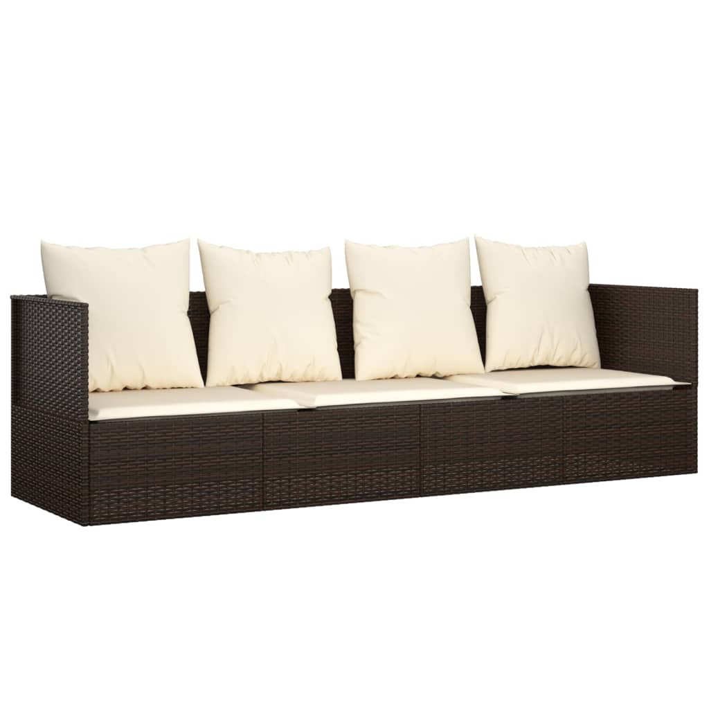 Cama Lounge De Exterior 203 X 58 X 56 Cm Con Cojines De Resina Tejida Cama lounge de exterior 203 x 58 x 56 cm con cojines de resina tejida
