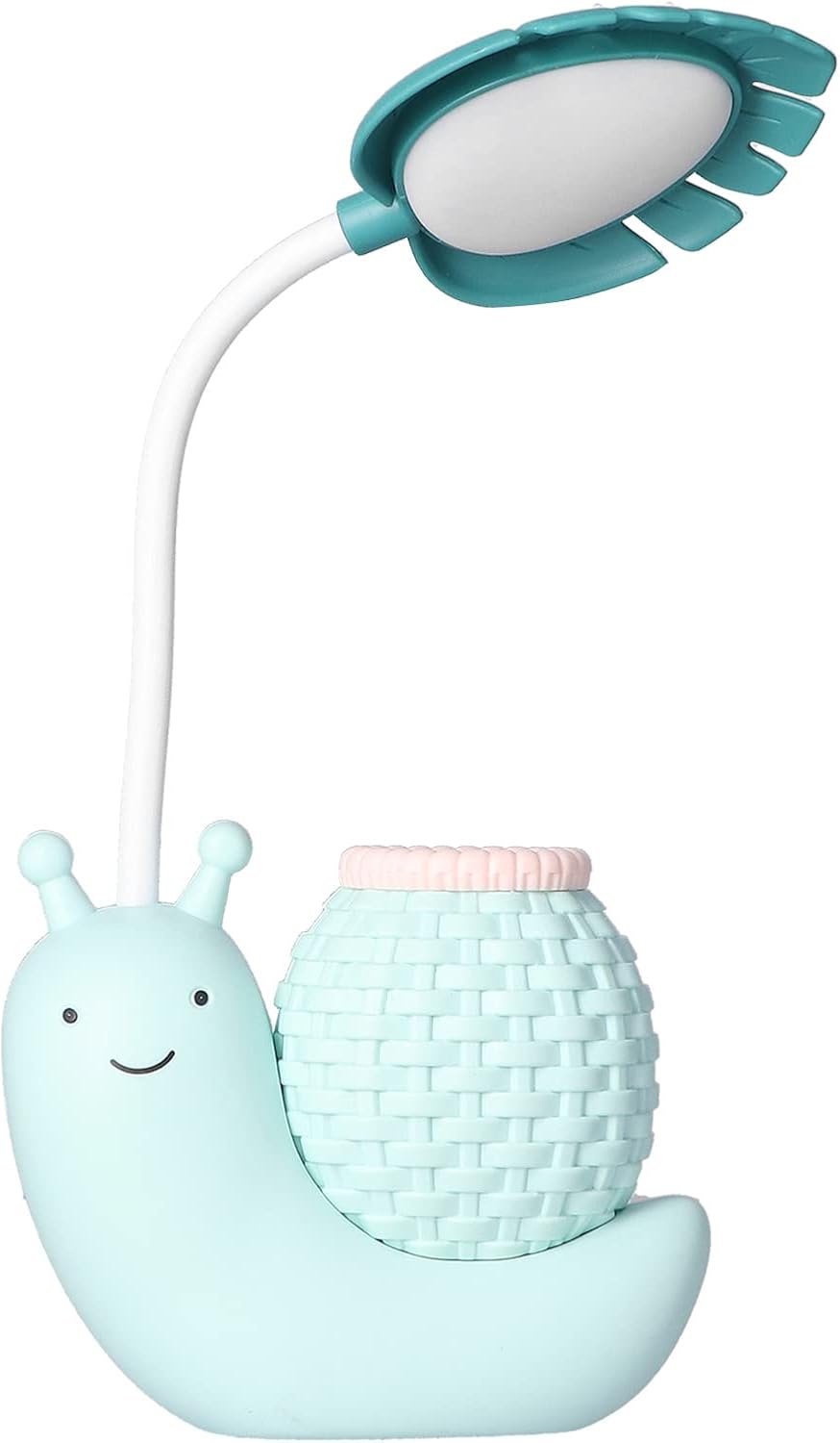 Lampka biurkowa LED z uchwytem na długopis, z motywem ślimaka, wielofunkcyjna lampa stołowa, ładowanie przez USB, uroczy uchwyt na gęsią szyję, ideal