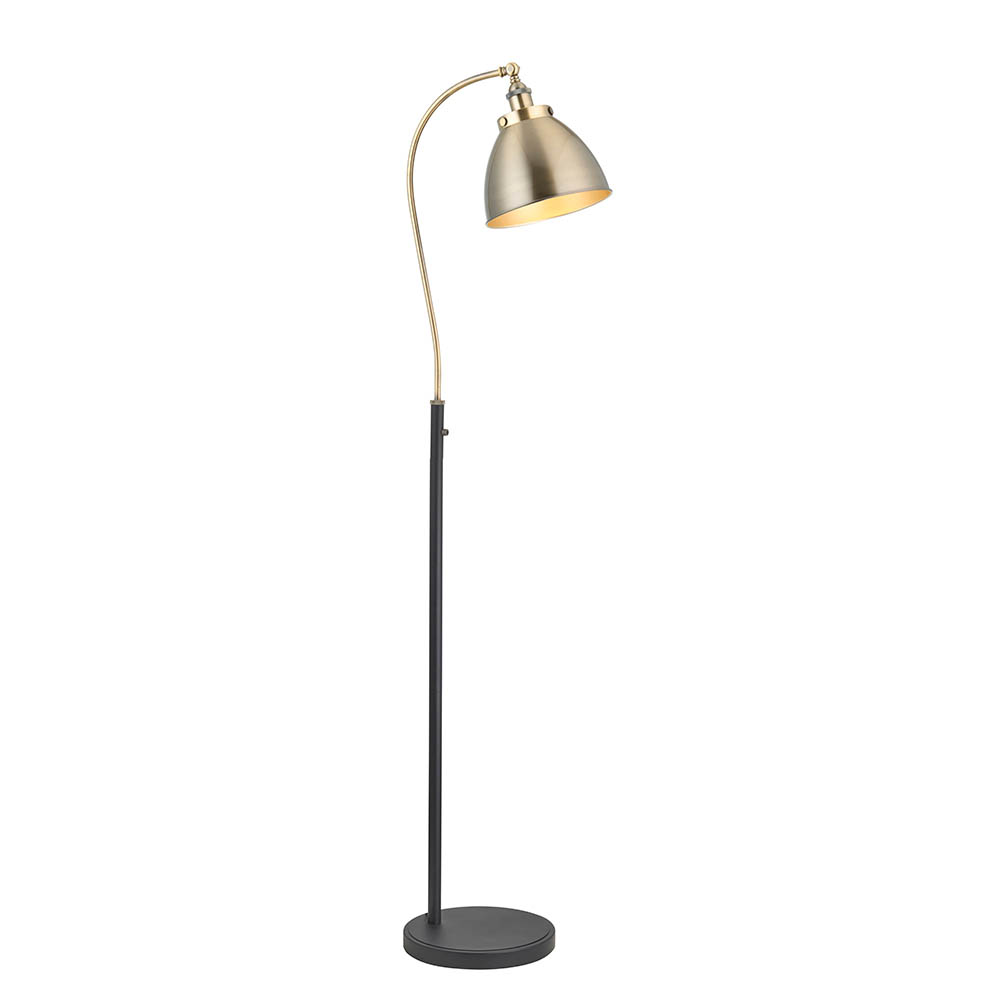 Lampa stojąca kopułowy klosz FRANKLIN antyczna mosiężna 1xE27x10W metal wym:160x28x35cm IP20 Endon