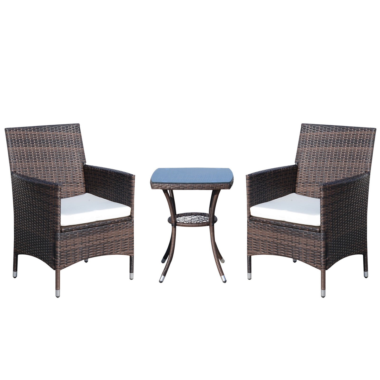 Ensemble De Jardin Bistro BRUBAKER Lugano - Table Et 2 Chaises Pliantes En Rotin Beige