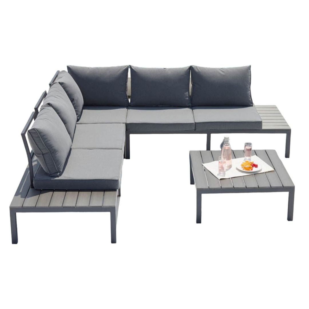 Salon de jardin encastrable en Aluminium Gris 5 personnes - 2