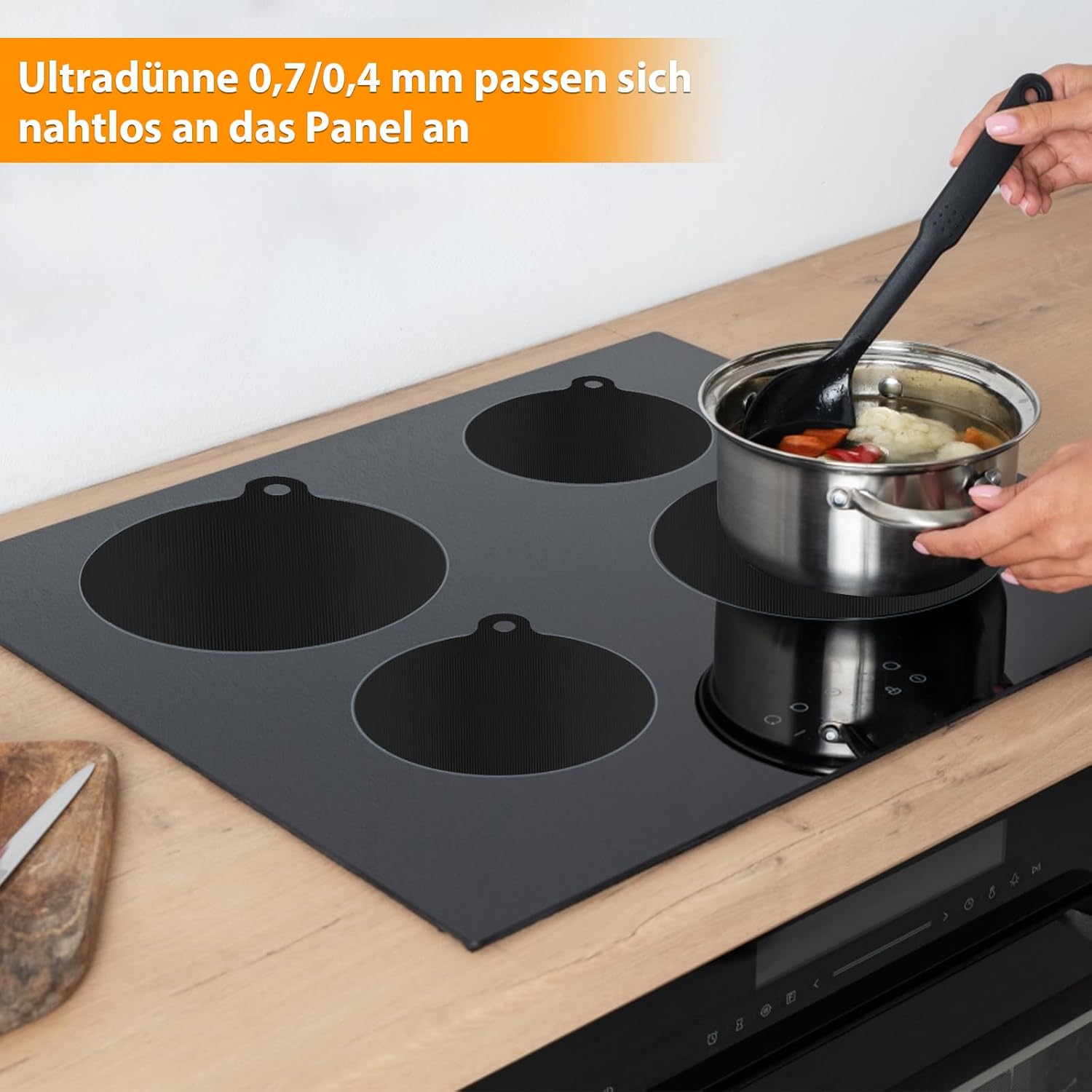 Lot de 5 tapis de protection pour induction, 0,7 mm, plaque à induction, revêtement à induction, résistant à la chaleur jusqu'à 300 °C, couvercle - 3