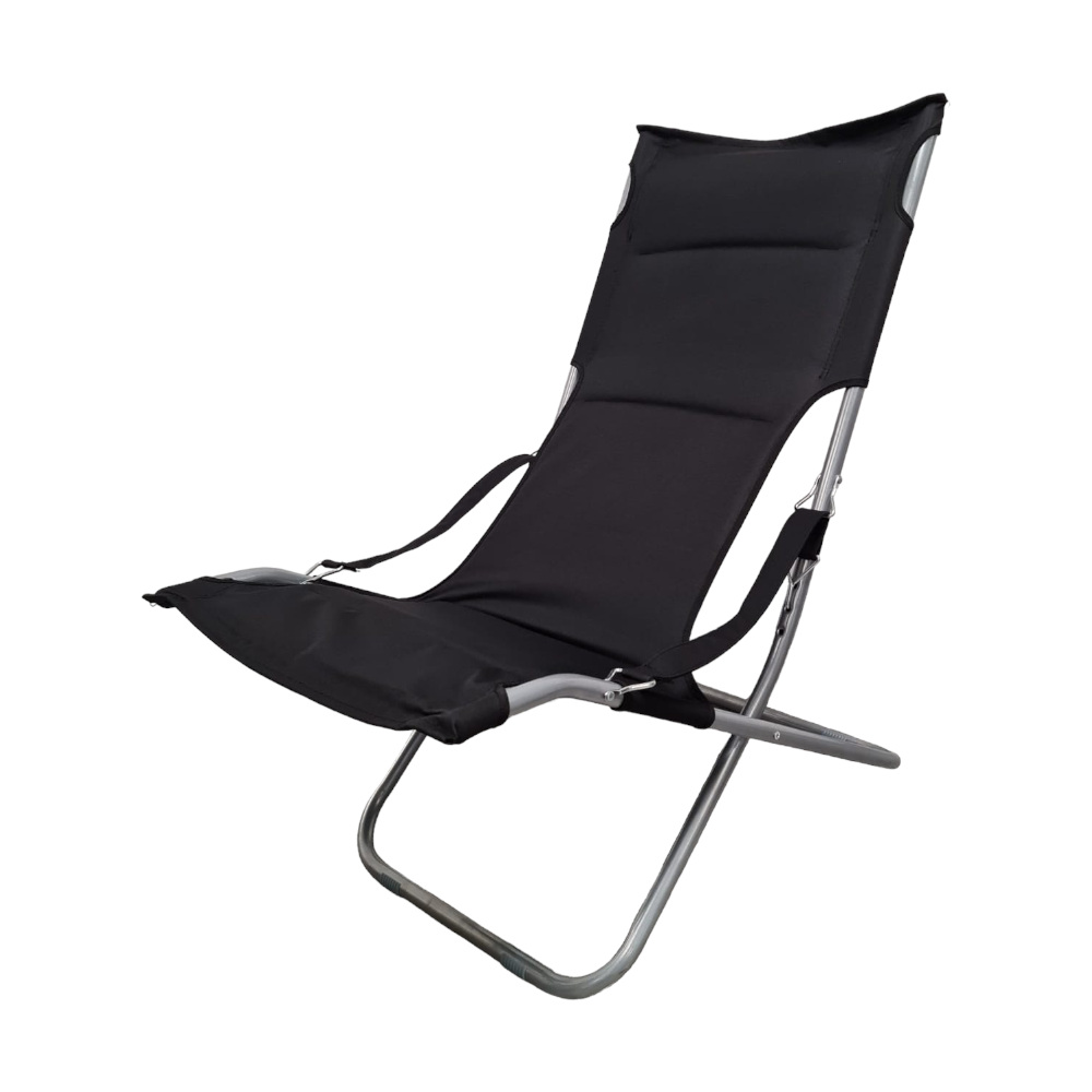 Chaise canonique pliante et rembourrée réglable pour le jardin, le balcon et la plage Nido - Couleur noire - 5