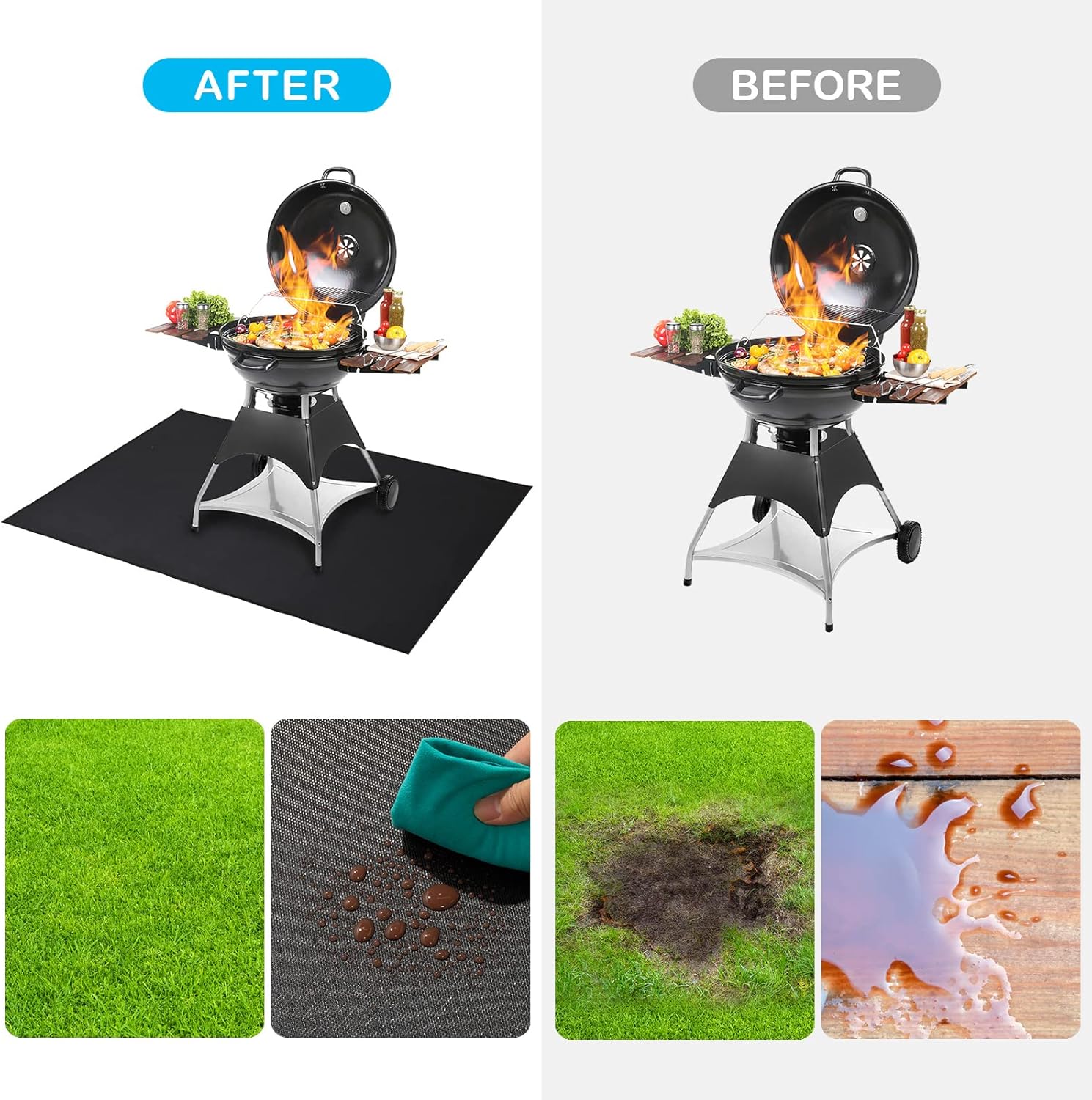 Tapete para churrasco de 122 x 76,2 cm para churrasqueiras a carvão, chapas, defumadores e churrasqueiras a gás. Resistente a óleo e água, e retardant - 4
