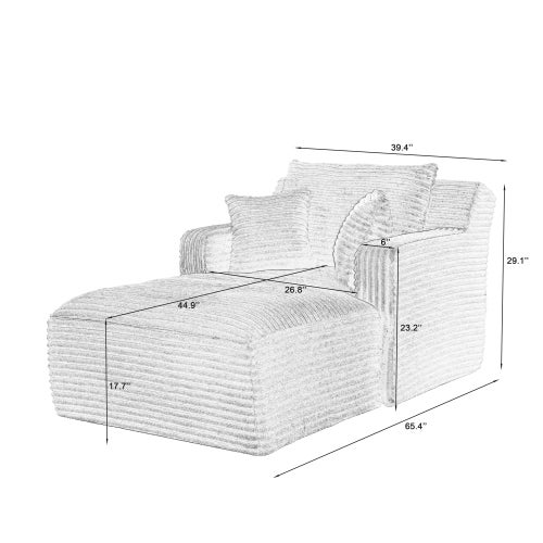 Canapé lit 3 en 1 méridienne et inclinable, velours côtelé confortable - Prêt à l'emploi, idéal petit espace -Blanc - 8