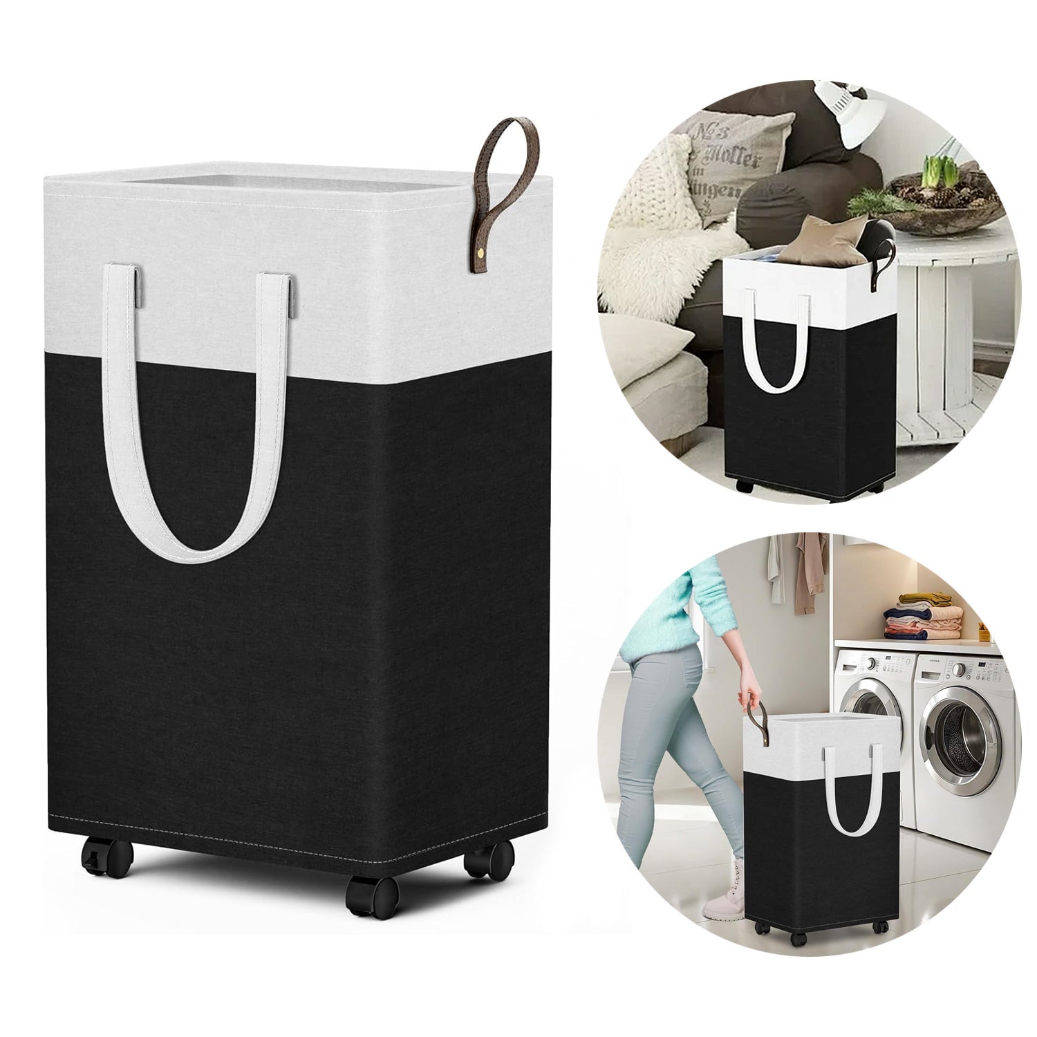 Cesto Biancheria 75 Litri 2 Scomparti Cesto Portabiancheria In Bambù COSTWAY 75L, 2 Cestini Rimovibili Con Maniglie, Ripiano Superiore, Per Bagno O Lavanderia, 80x30x72 Cm Mobile Bagno Con Cestini