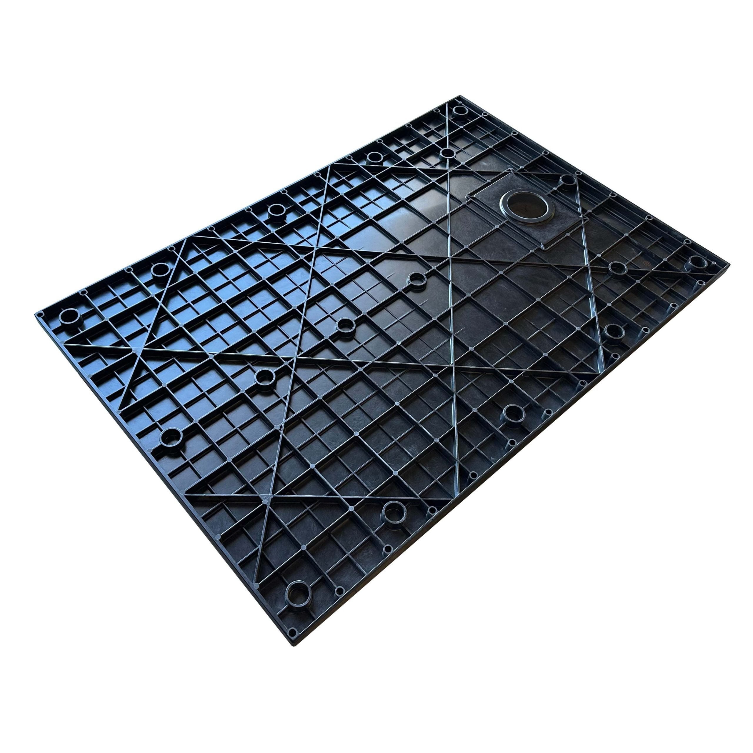 Receveur de douche SMC en fibre de verre effet pierre avec bonde inclus H. 2,6 cm 80 x 100 Noir - 4