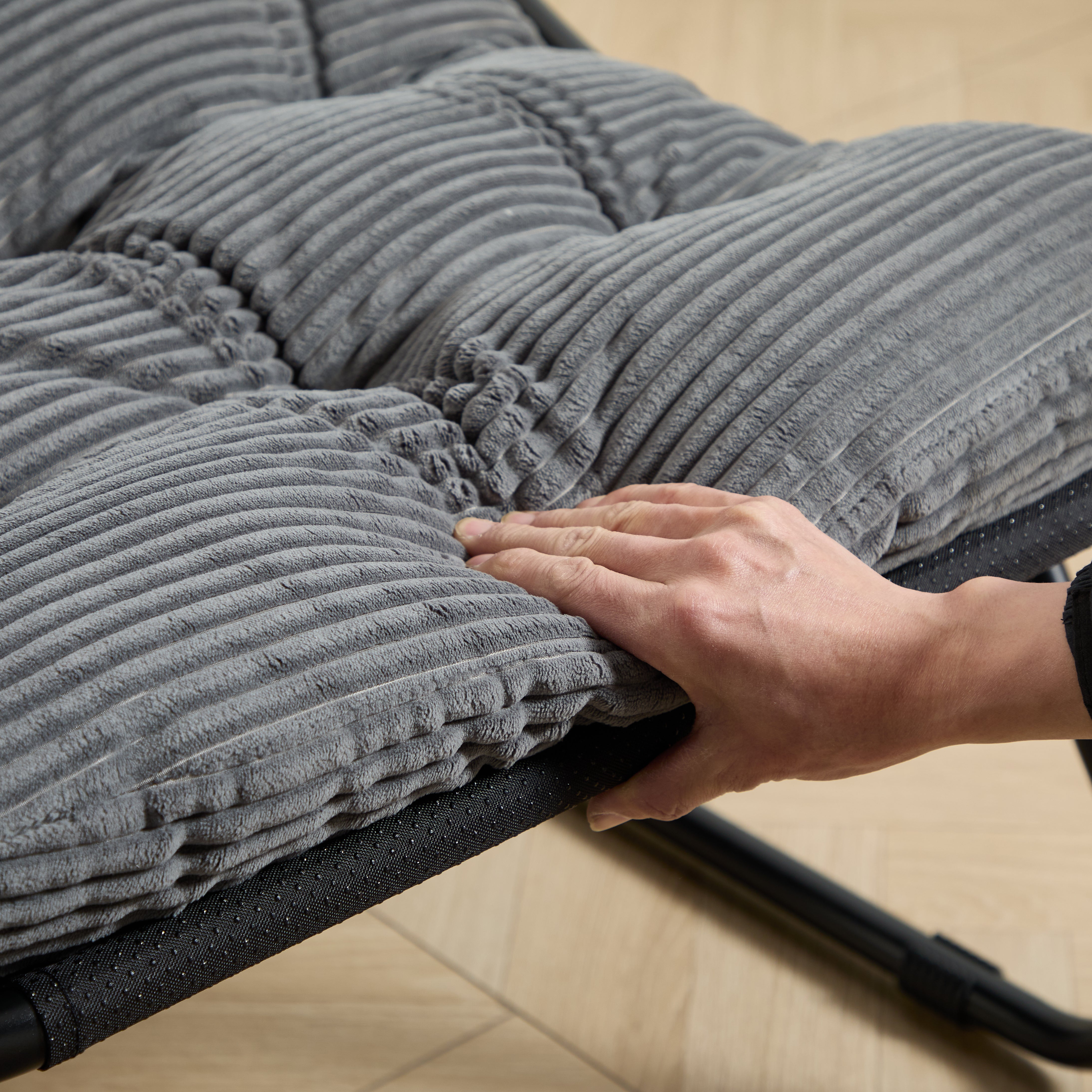 Fauteuil extérieur en acier avec coussin, pouf offert, chaise de jardin moderne pour terrasse et balcon - 8