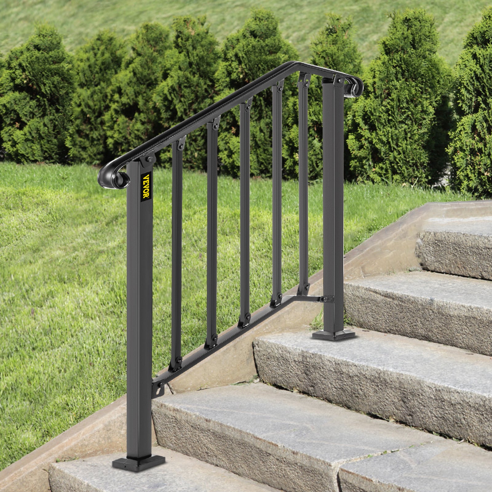 Rampe d'Escalier VEVOR 2 à 3 Marches Garde-corps pour Escalier Main Courante Noire pour Escalier - 8