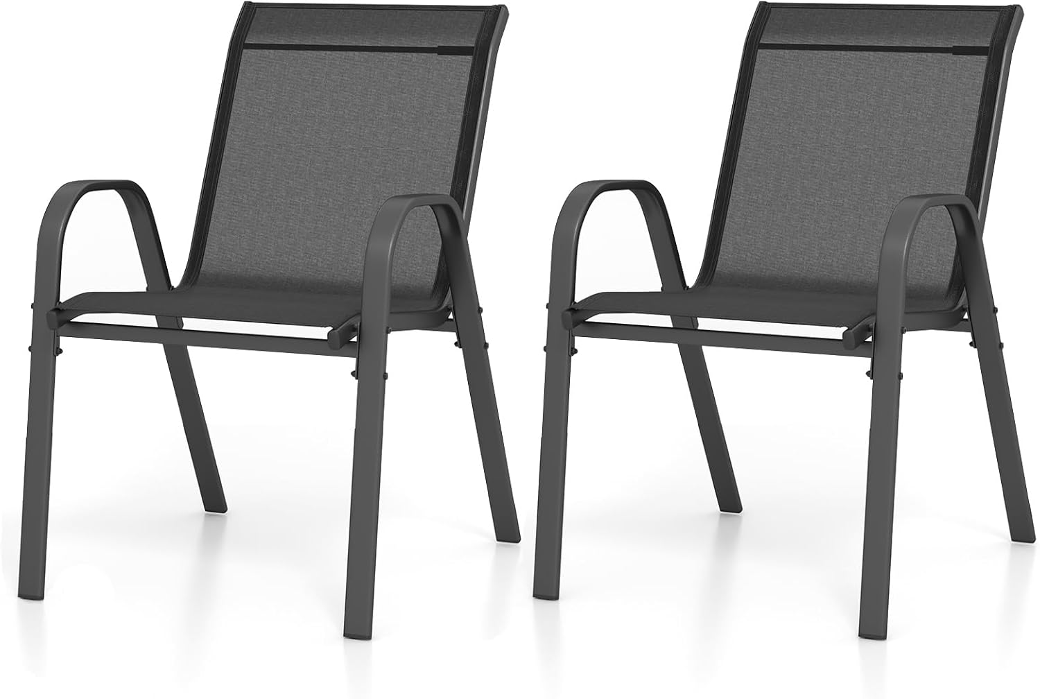 Zestaw 2 Sztuk Składanych Krzeseł Ogrodowych, Wygodny Fotel Ogrodowy z Podłokietnikami i Oparciem, Krzesło Ogrodowe (56x70x84 cm, Czarne, 2 Sztuki)