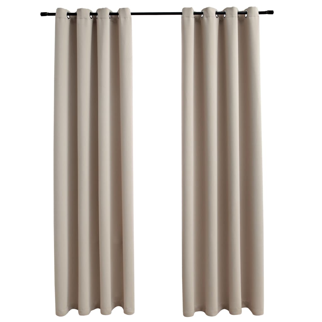 2 piezas cortinas opacas | cortinas oscurantes con anillas de metal beige 140x225 cm cfw31324