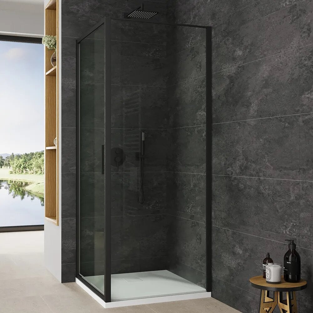 Mampara de ducha slim 70x75 cm con puerta batiente y panel fijo ...