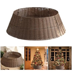 Cache-pied En Rotin Pour Sapin De Noël - Jupe Décorative Naturelle Pour Cacher Le Pied Et Les Fils - Fait Main