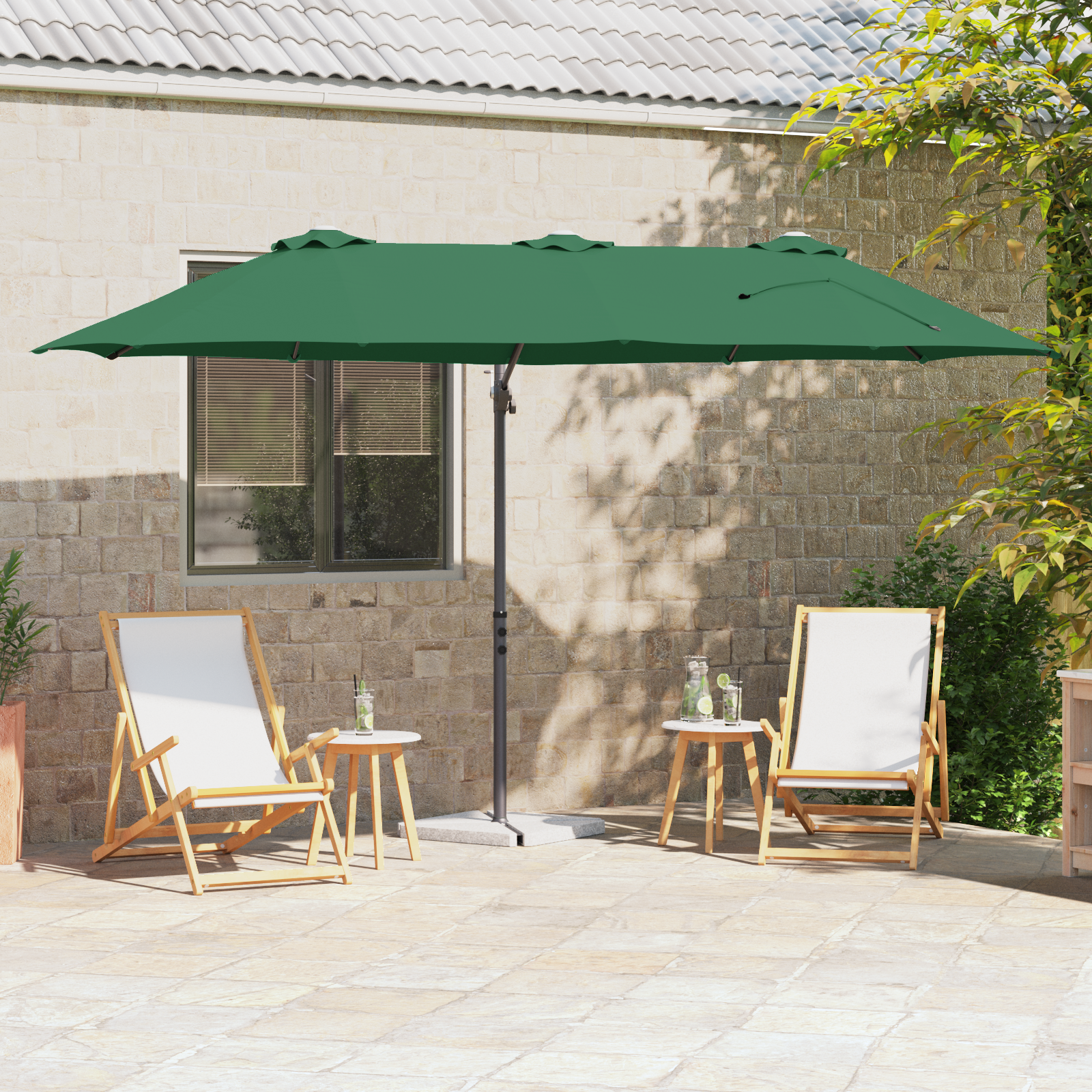 Ombrellone da esterno con palo in alluminio 600 cm bianco sabbia 020008236
