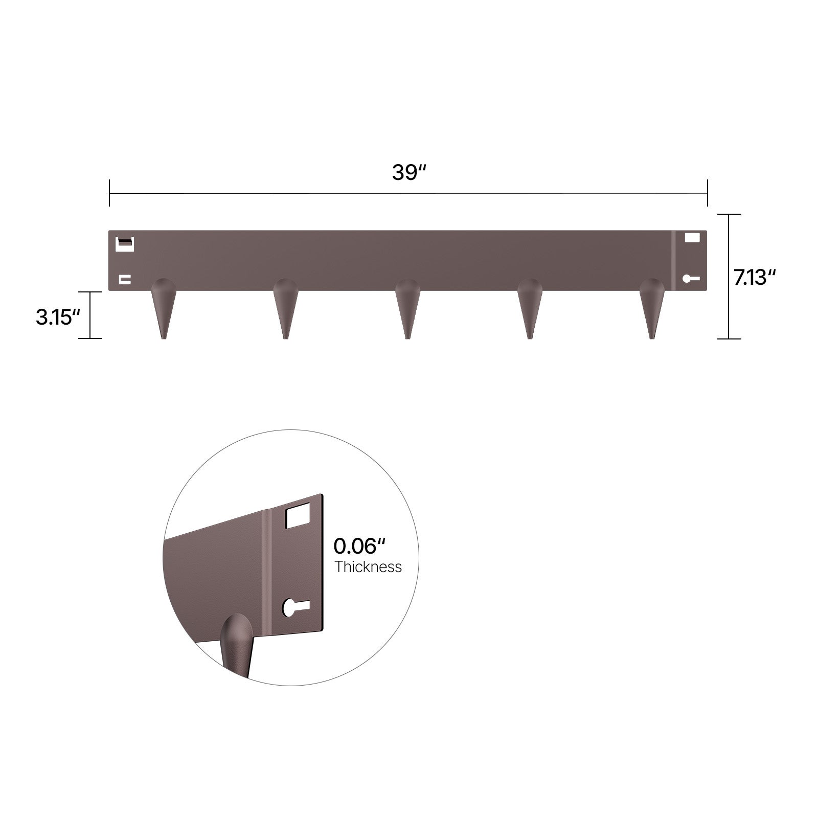 Lot de 5 bordures de jardin en acier SucceBuy 99 × 10 cm, marron, résistantes à la rouille, pliables et robustes, pour parterres et allées - 2