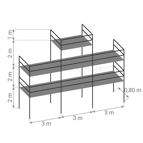 Echafaudage fixe de façade 68m² - Structure + Planchers - Version lisses - DUO68-PI-SP - 2