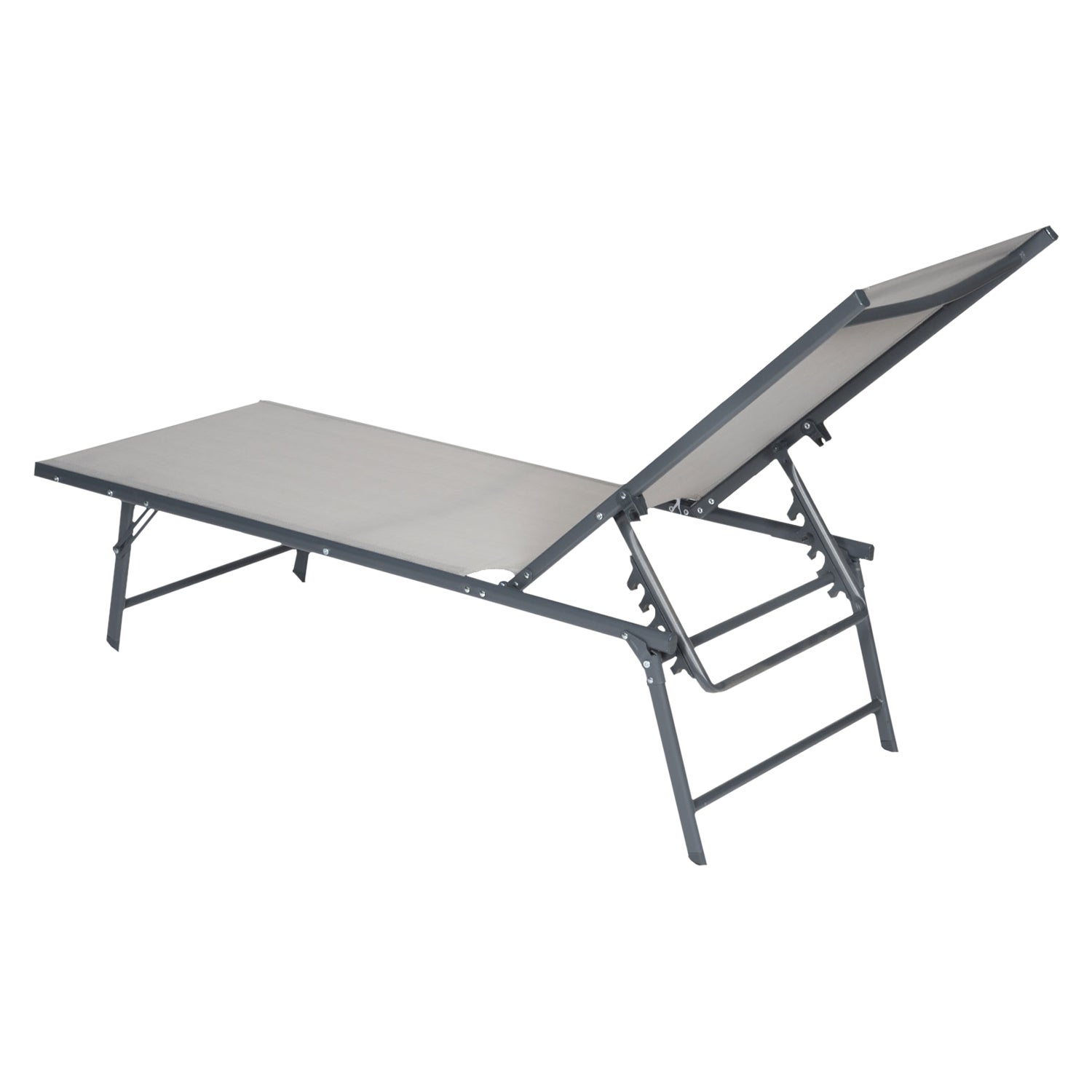 Pack de 2 tumbonas grises y gris antracita de textileno SICILIA - 4
