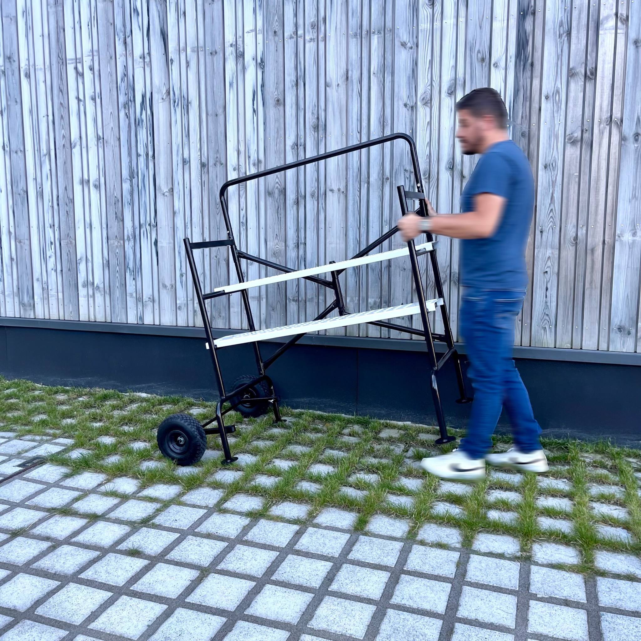 Echafaudage roulant et pliant sur deux niveaux - mobile. 2 roues. L140x l78 x H135cm ouvert. poids supporté 150 kgs - 7