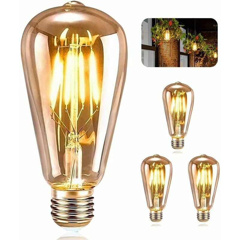 Ampoule vintage dimmable E27 Ampoule LED filament rétro, verre fumé, 4