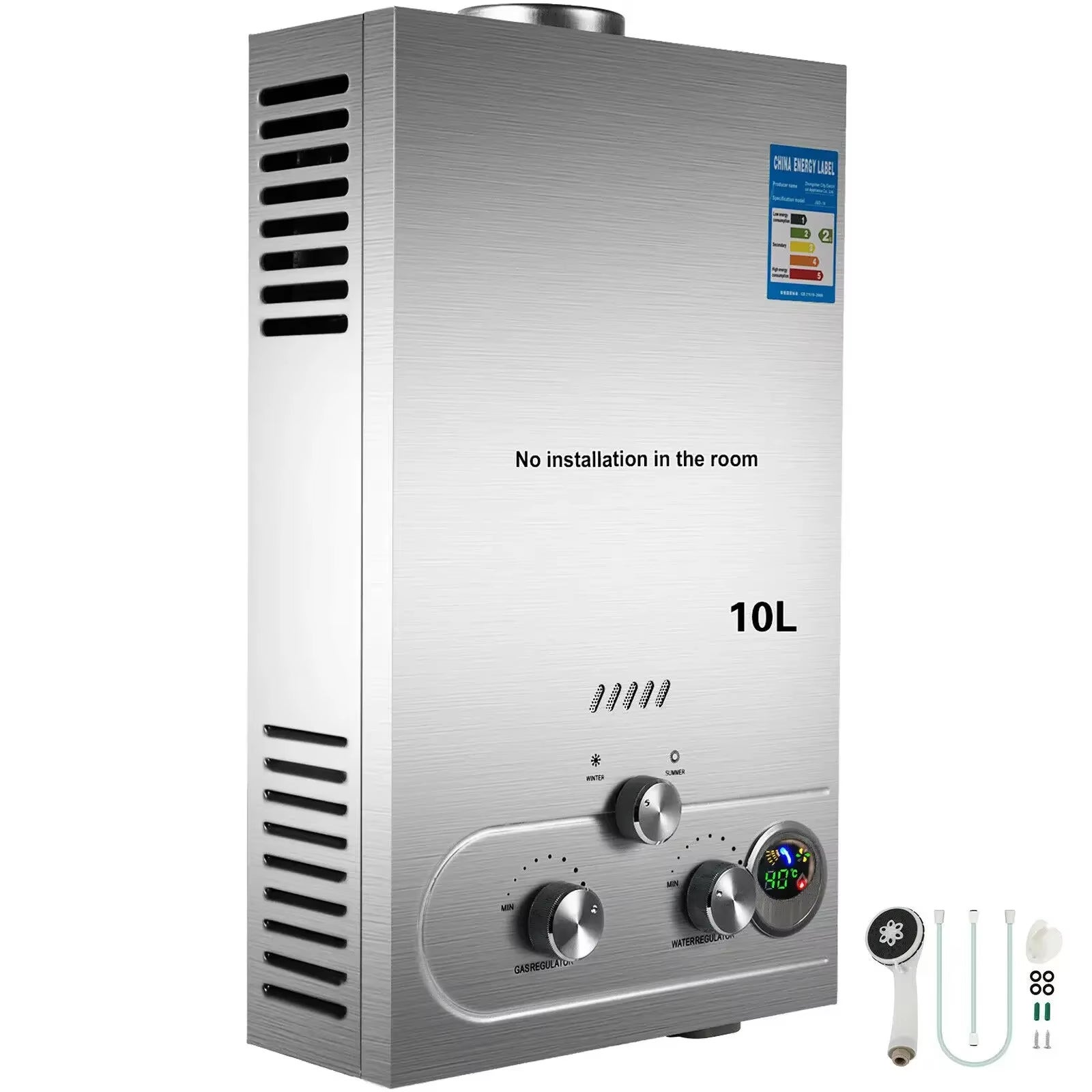 Scaldacqua Istantaneo A Gas GPL 18 LPM – 36 KW, Avvio A Bassa Pressione, Per Casa E Campeggio