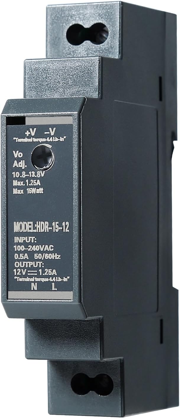 Przemysłowy zasilacz na szynę DIN, 15W/1.25A, Wejście AC 100V-240V do wyjścia DC 12V