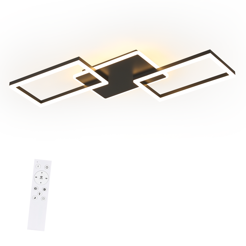 Lampa sufitowa LED Nettlife do salonu – duża, czarna, ściemnialna lampa sufitowa z pilotem, 63 W, nowoczesna metalowa lampa do sypialni, 80 cm