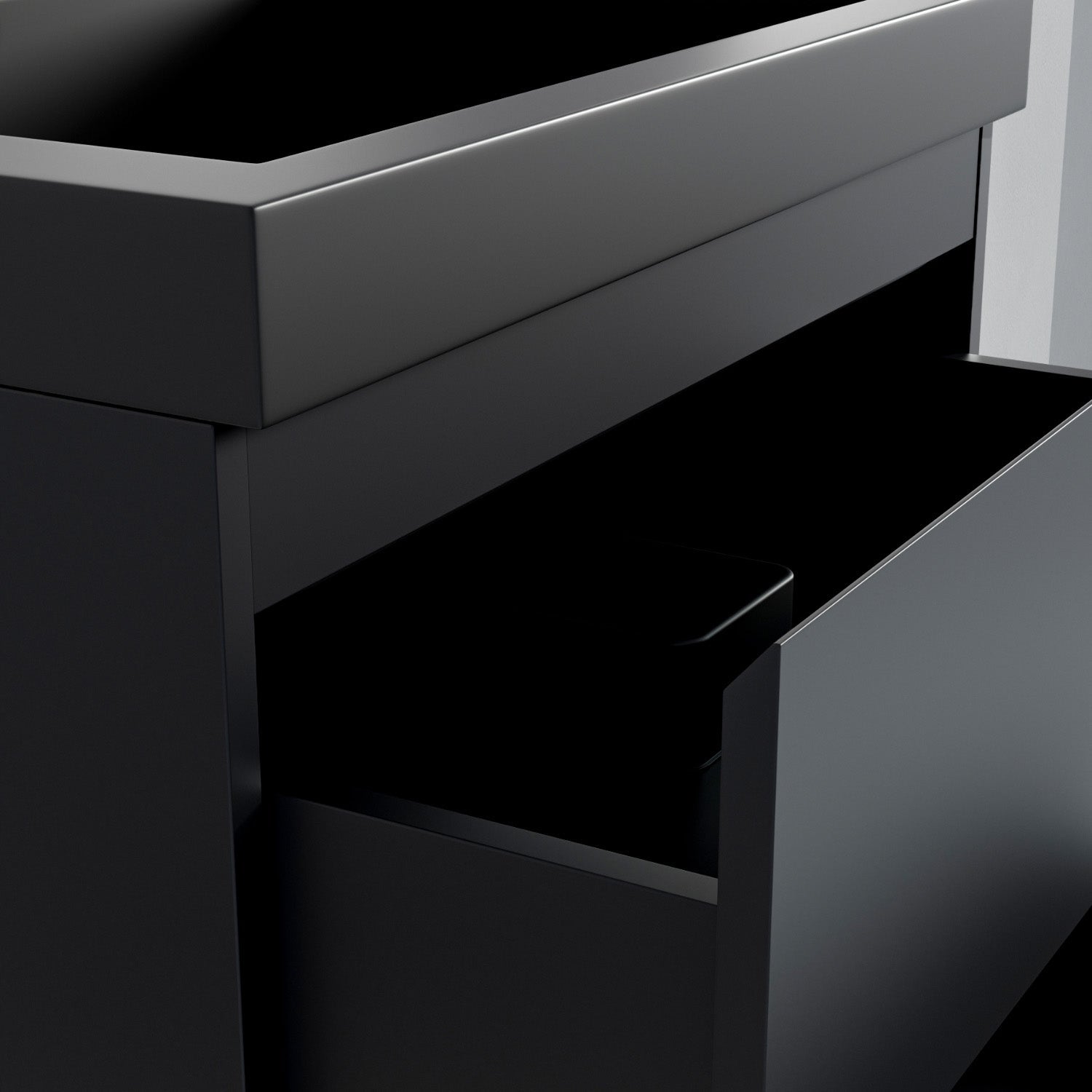 LOMAZOO meuble de salle de bain Monaco noir mat - lavabo noir - 60 cm - 8