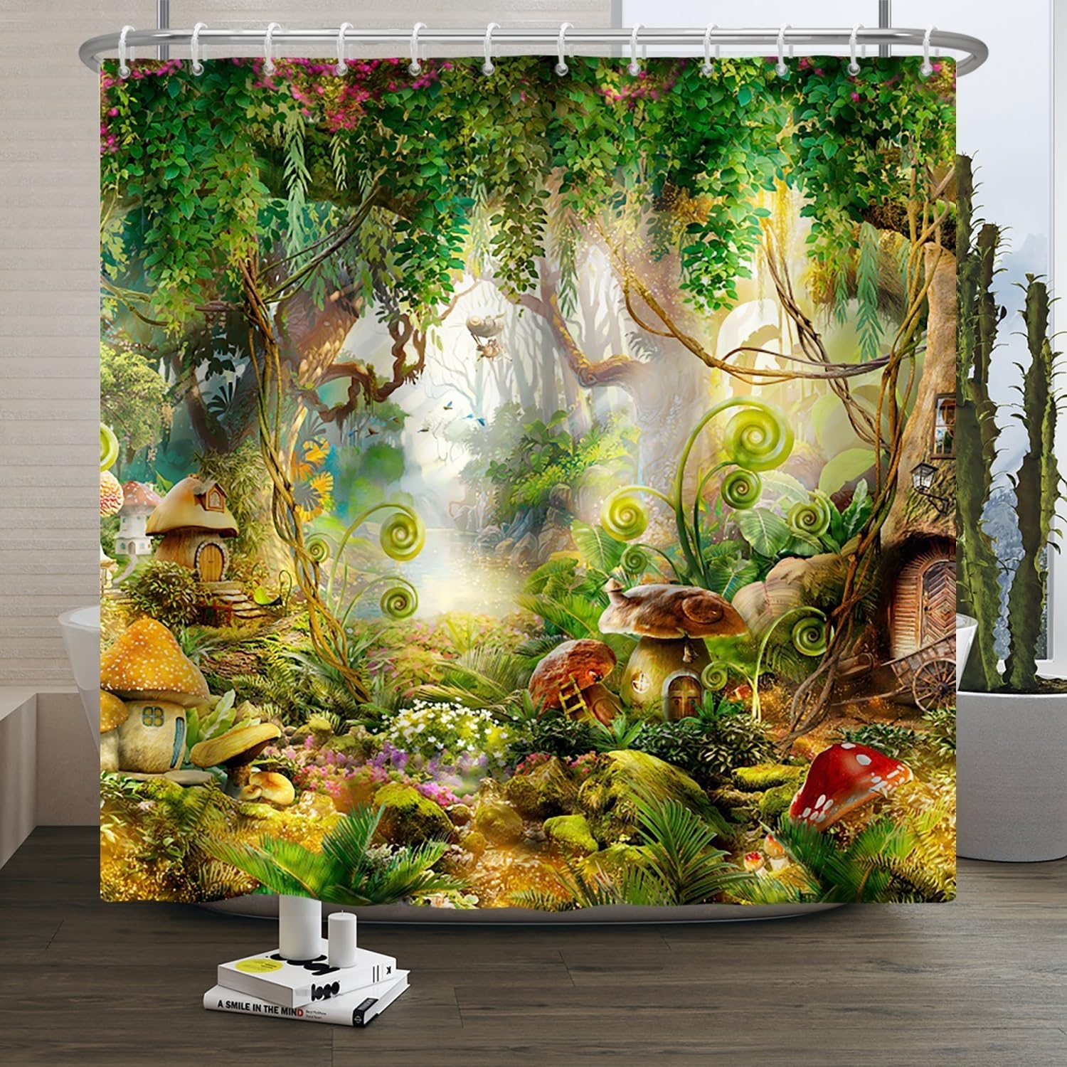 Set di tende da doccia a forma di fungo della foresta, 183 x