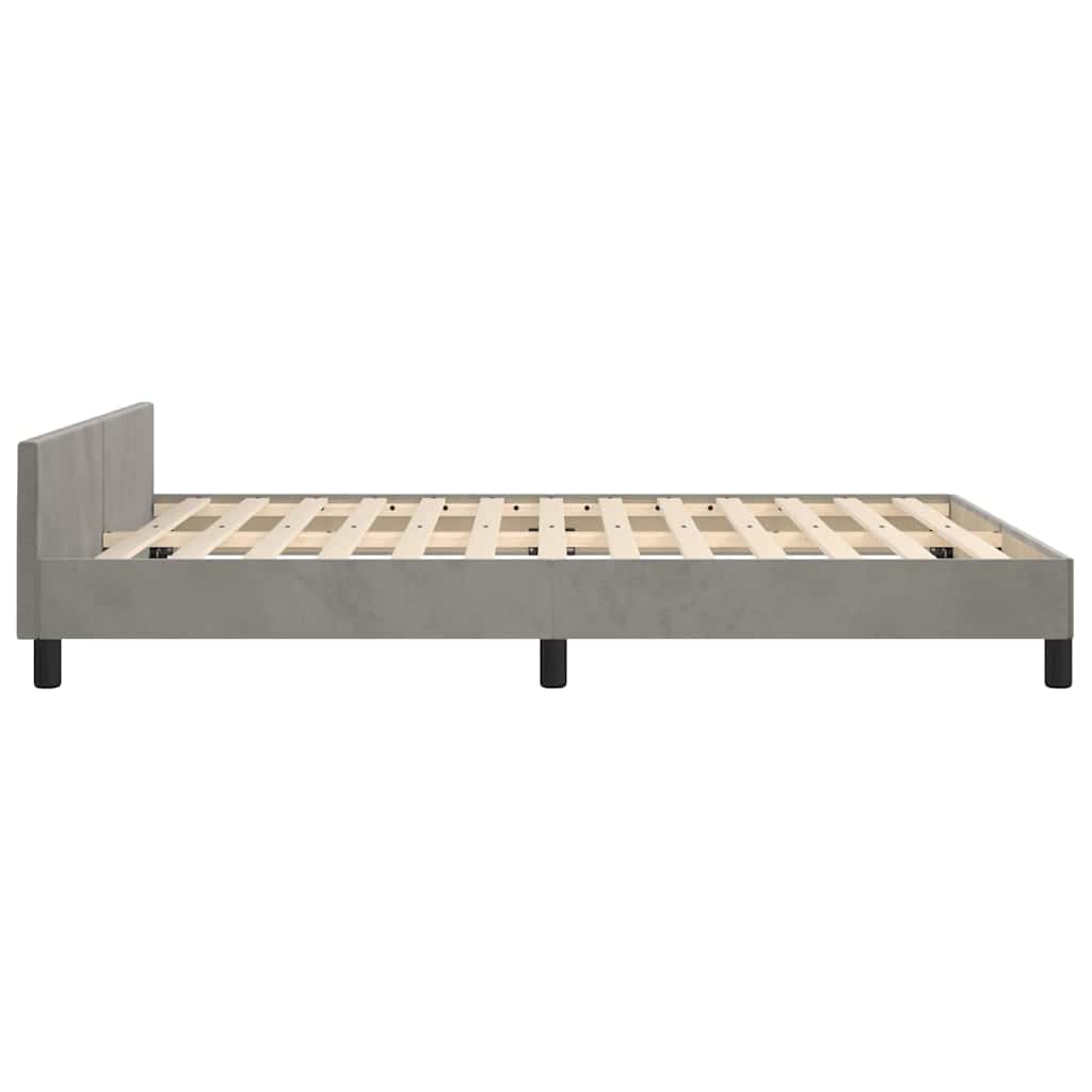 Cadre de lit sans matelas en velours gris clair pour la chambre, 140 × 200 cm - 6
