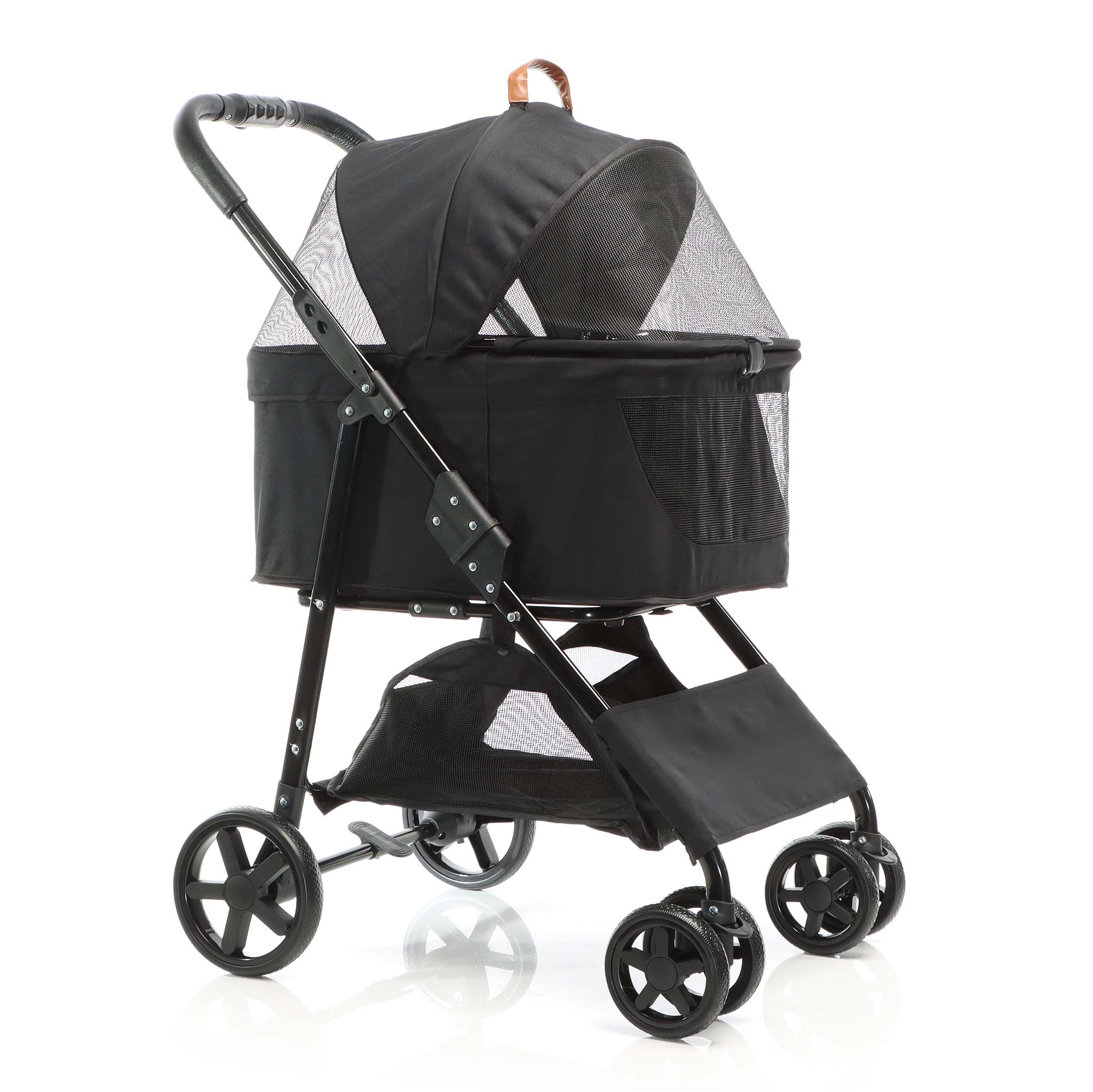 Fudajo Poussette pliable pour chiens 2en1 Buggy noir pour petits animaux Sac de transport amovible Leroy Merlin