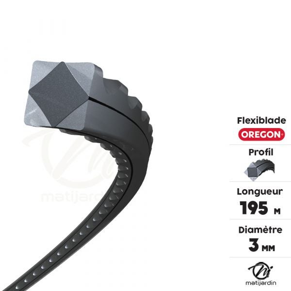 Fil débroussailleuse Oregon FlexiBlade 3 mm x 195 m - Carré - Cranté - Bobine - 3
