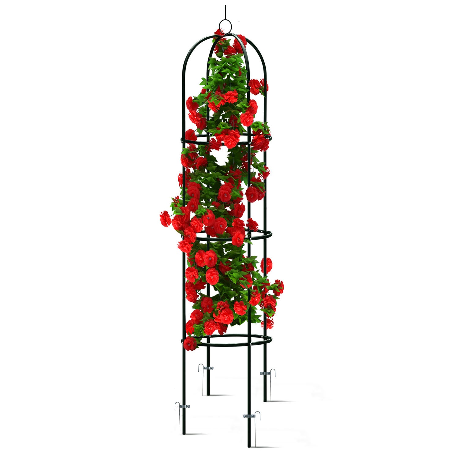 Pergola ogrodowa kolumnowa metalowa czarna na kwiaty róże 200x40cm + kotwy Plonos - 5
