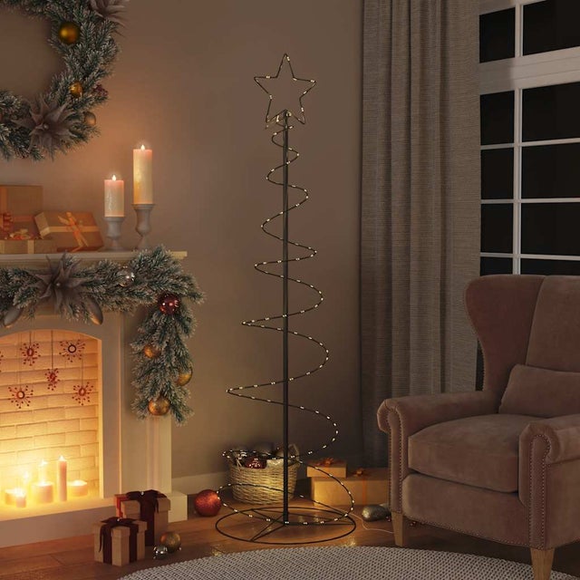 Árbol de Navidad LED 120 LED blanco cálido 180 cm, decoración luminosa y ambiente festivo, interior – Negro – ComfortXL