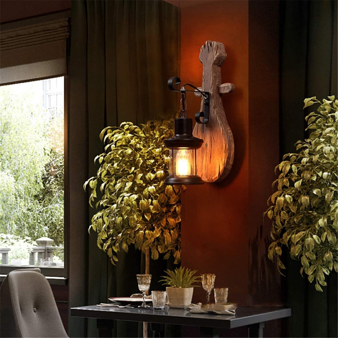 NETTLIFE Lampada Da Parete Vintage Retrò E27 In Nero Illuminazione Da Parete Industriale Per Interni In Legno Pelle Plastica Senza Lampadina 92453145 - Foto 5