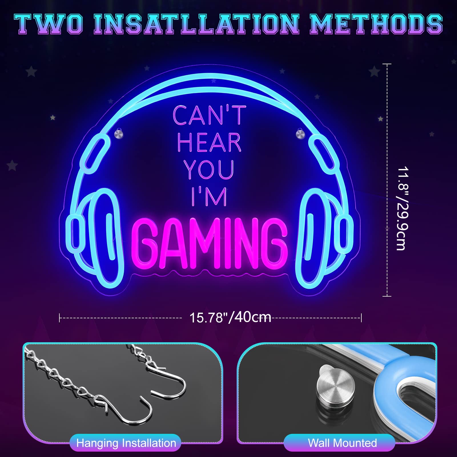Insegna al neon per videogiochi, insegna al neon per giocatori dimmerabile, insegna al neon per cuffie alimentata tramite USB per sala giochi | Leroy Merlin
