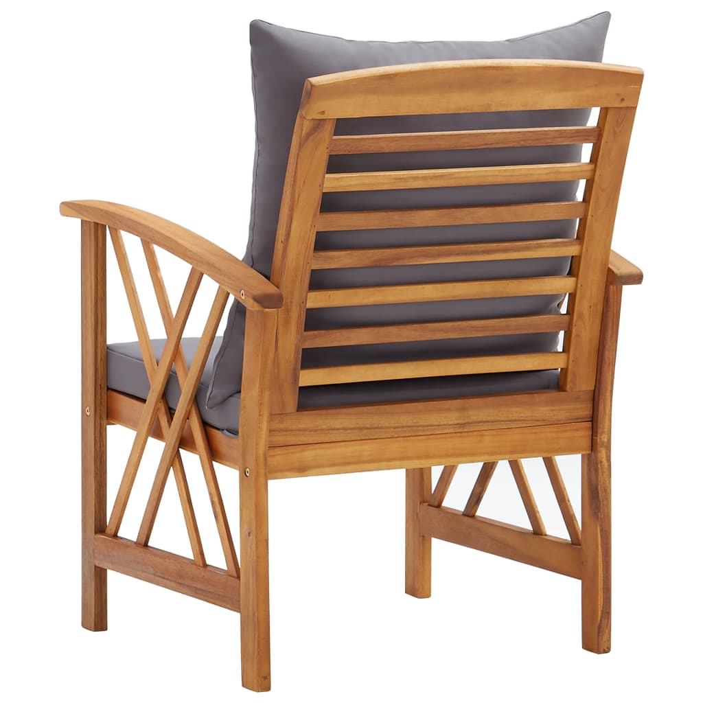 Lot de 2 Chaise de jardin avec coussin VIDAXL en Bois Gris - 5