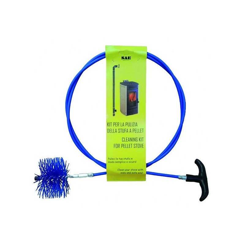 KIT SPAZZACAMINO D.80mm PER PULIZIA TUBI STUFA A PELLET ASTA FLESSIBILE 200cm - 2