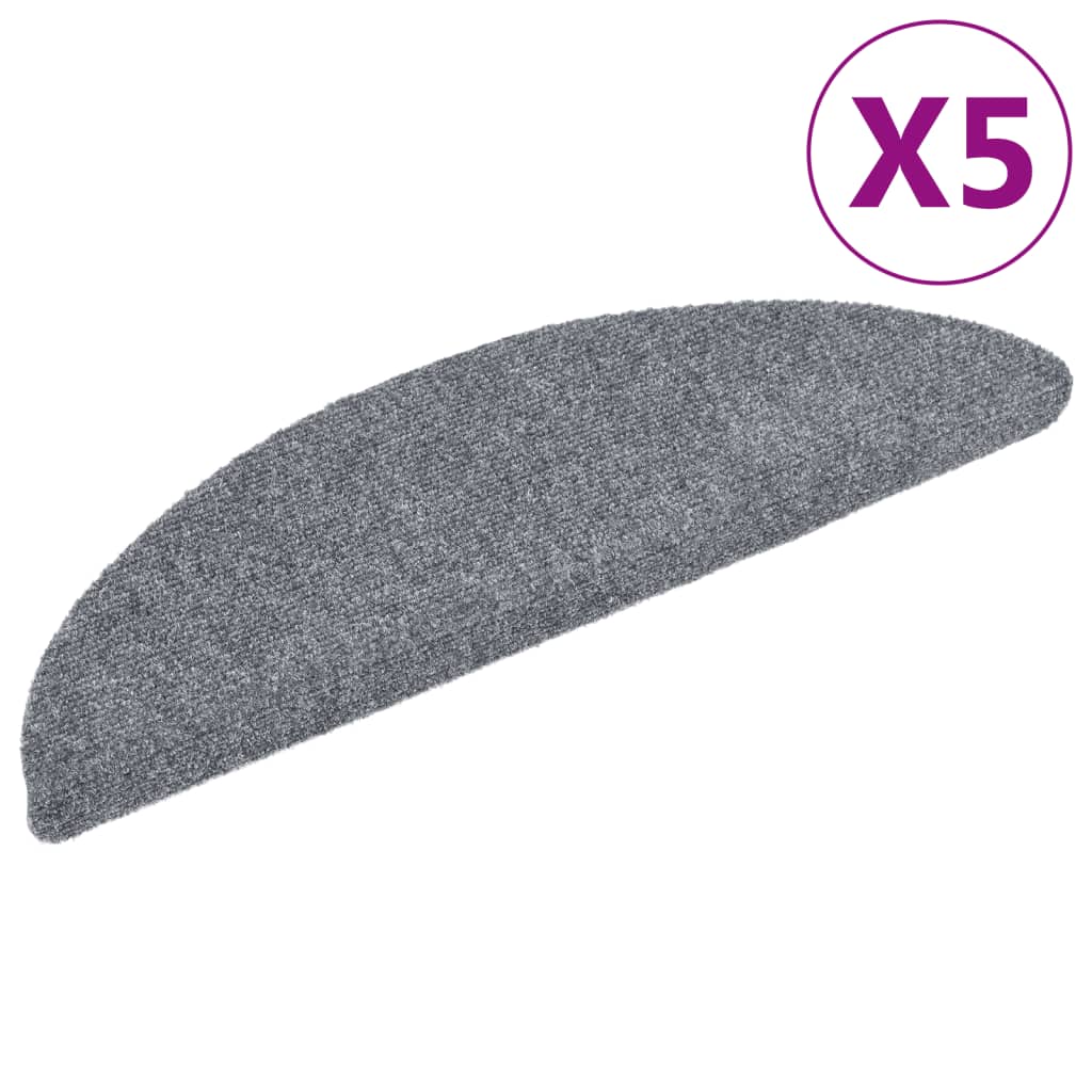 Maty na schody samoprzylepne 5 szt. 56x17x3 cm Jasnoszary półokrągły vidaXL