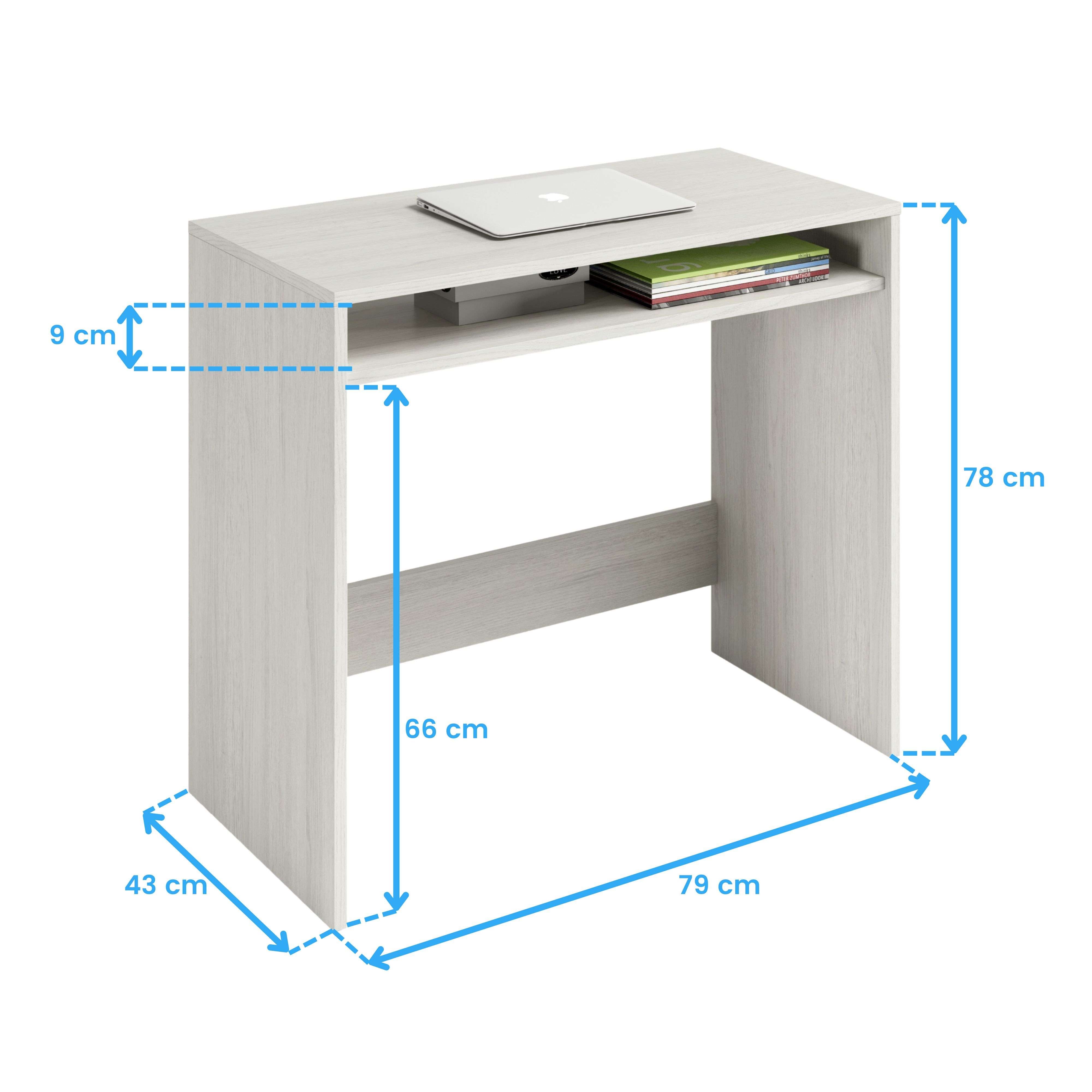Bureau Studio Blanc Effet Bois Design Moderne 79x43xh78 Cm Fixe - 9